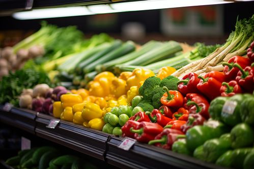 绿意盎然，鲜活之选 农产品新鲜蔬菜零售货架摄影图赏析